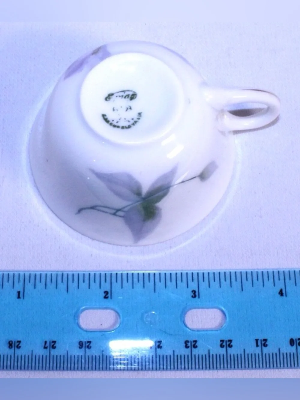 Vintage Floral Porcelain Teacup in Lavender and Green